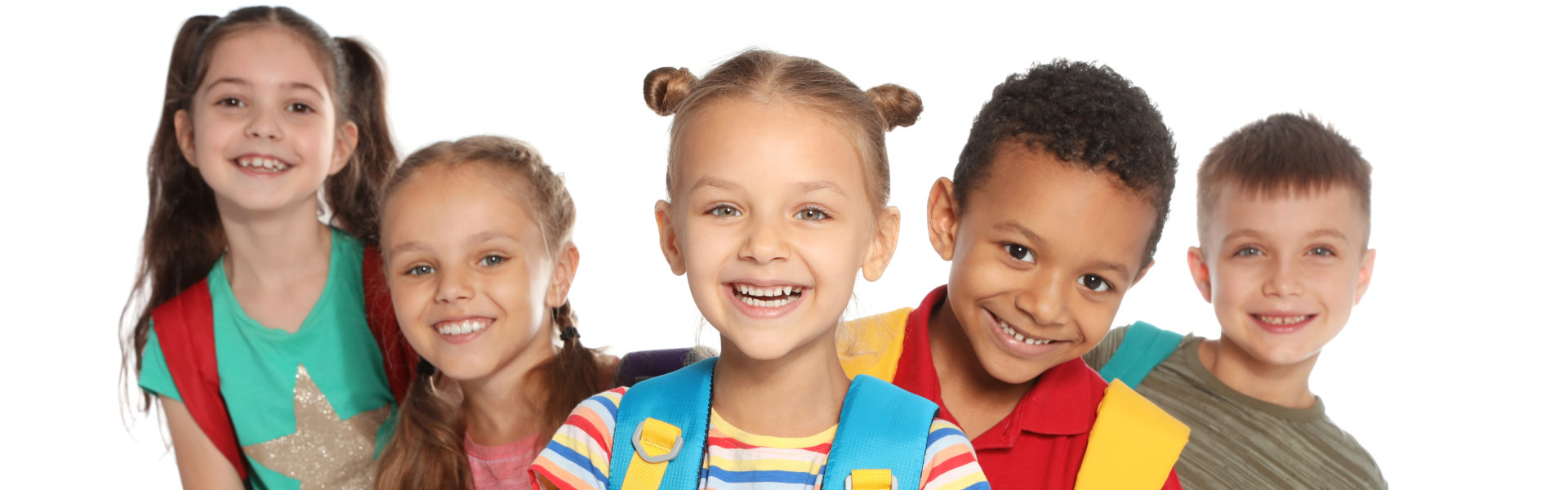 young children portrait with white background